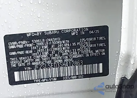 2025 Subaru Forester Premium Hybrid z USA, uszkodzony, nr VIN JF2SLSED3SH412863